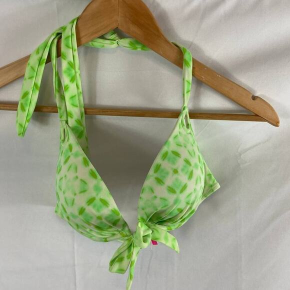 Victorias Secret Green Patterned Bikini Top size 34C - Picture 2 of 4